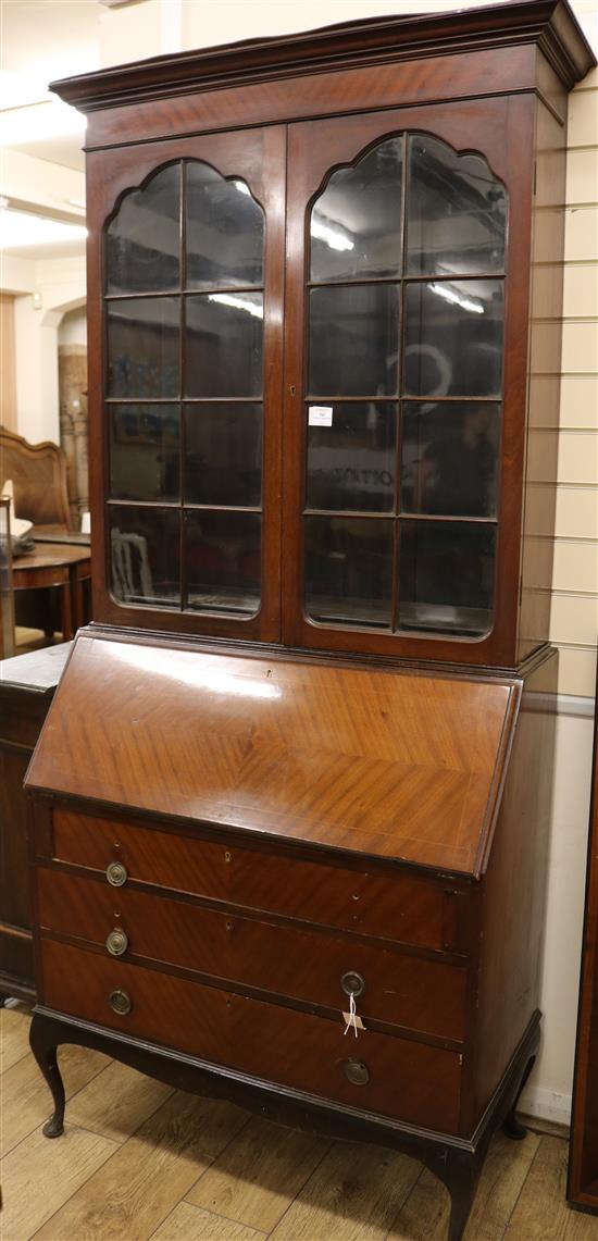 An Edwardian bureau bookcase, W.3ft